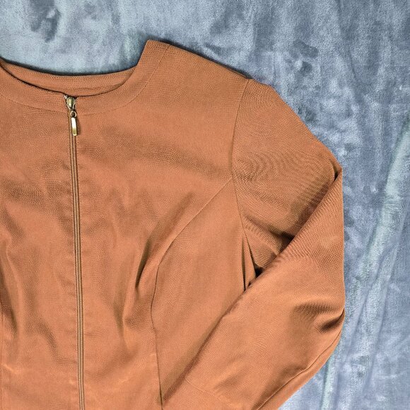 Ashley Stewart Faux Suede Jacket | Brown Zip-Up | Women's 16 | Vintage Style - Picture 3 of 13